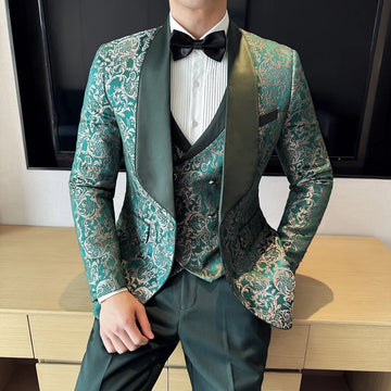 Spring  Men's British Style Business Casual Three-Piece Suit .