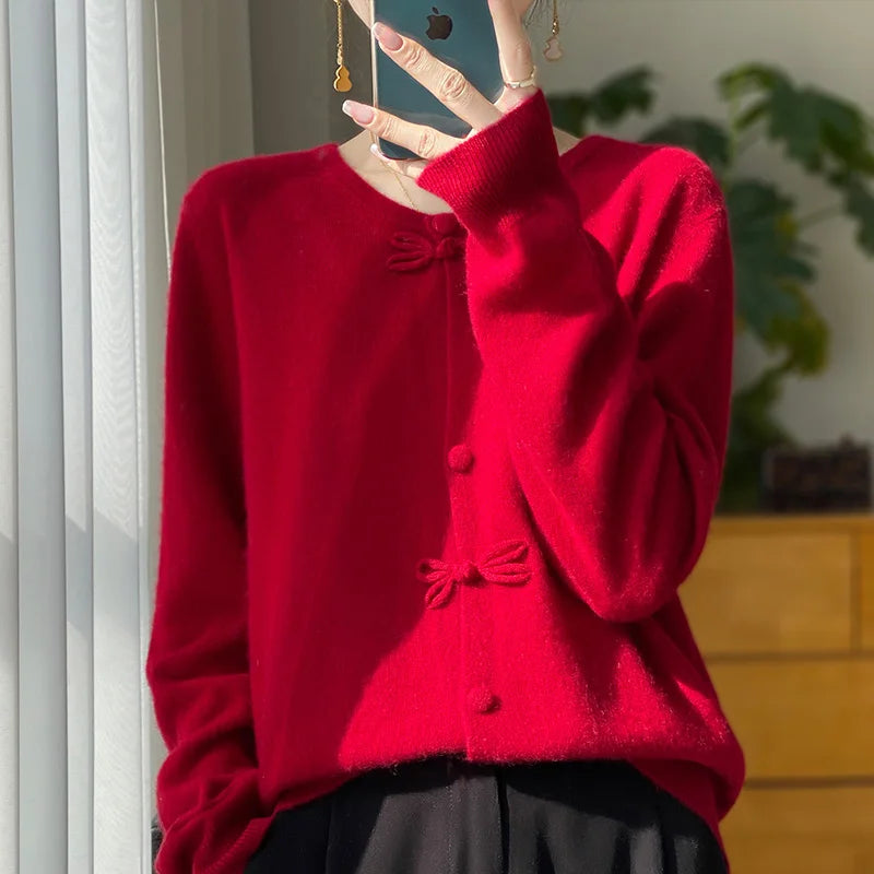 Women New Fashion Autumn Winter 100% Merino Wool Sweater .