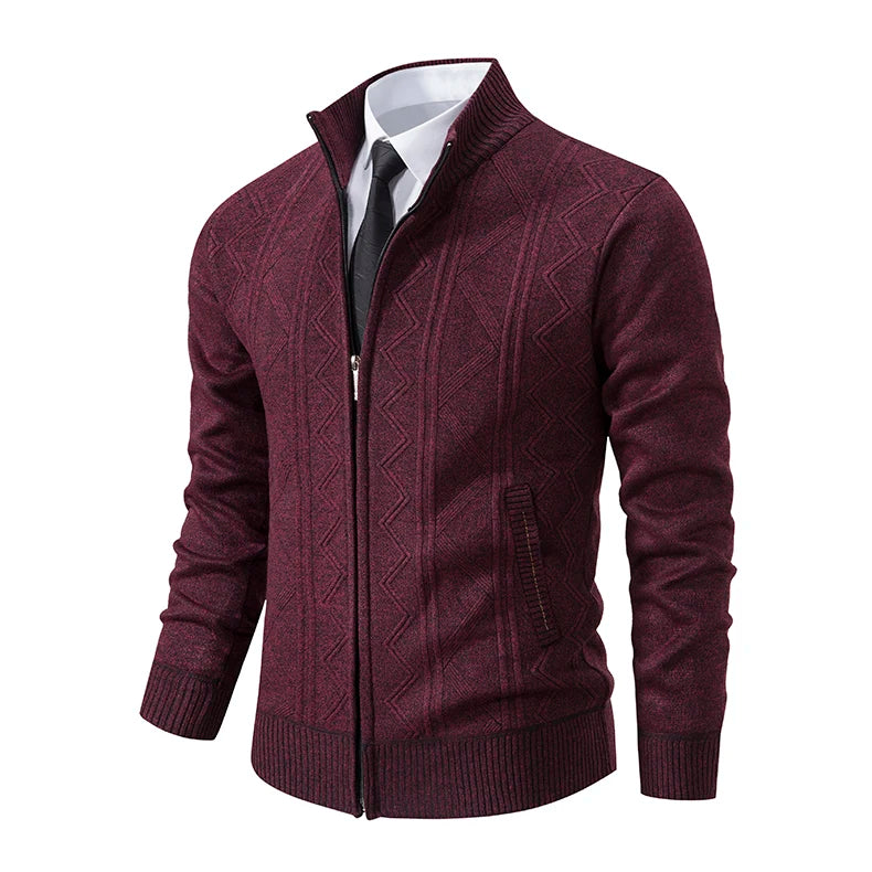 Men's Knitted Cardigan Jacket Autumn Winter Plush Sweater Men's.