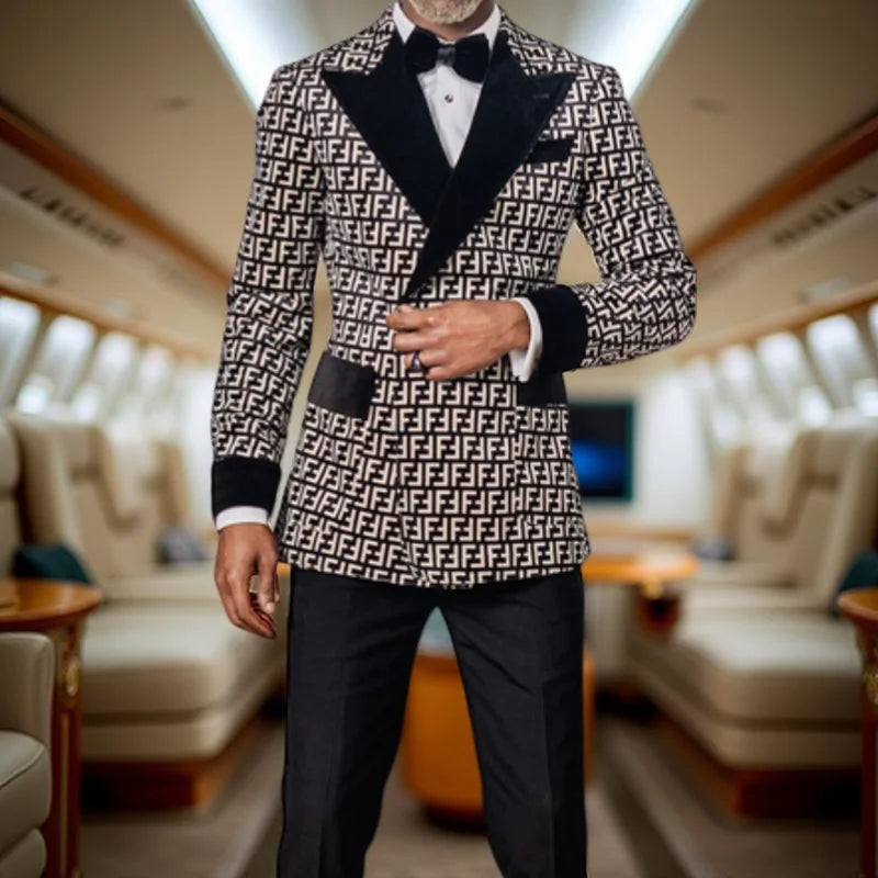 Plaid Men Suits for Gentleman Fashion Prom Party 3 Pcs Groom.