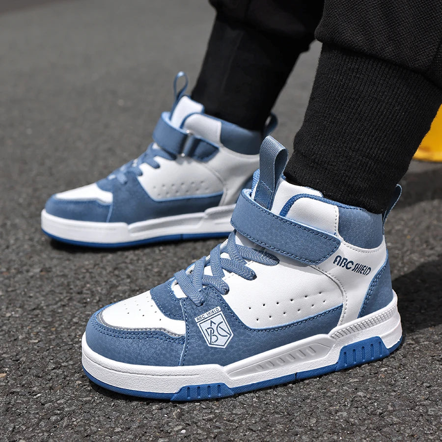 Kids Board Casual Shoes High Top Boys Girls Sneakers Leather Waterproof .