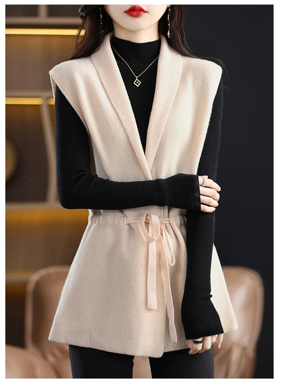 Sweater Vest Knitted Cardigan Sleeveless Jumpers .
