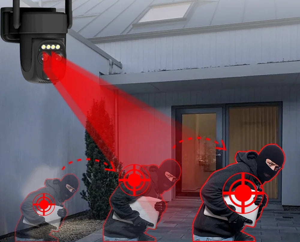 4K 8MP Dual Lens WIFI Solar Pane Camera Outdoor 10X Optical Zoom .