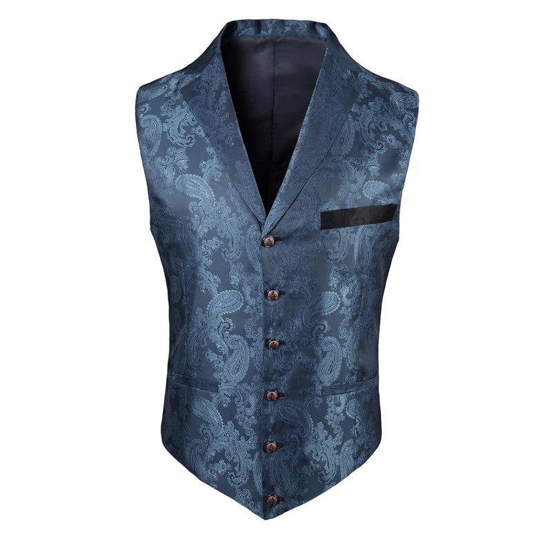 New High-end Suit Collar Jacquard White Vest for Men,
