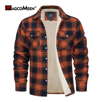MAGCOMSEN Men's Fleece Plaid Flannel Shirt Jacket.