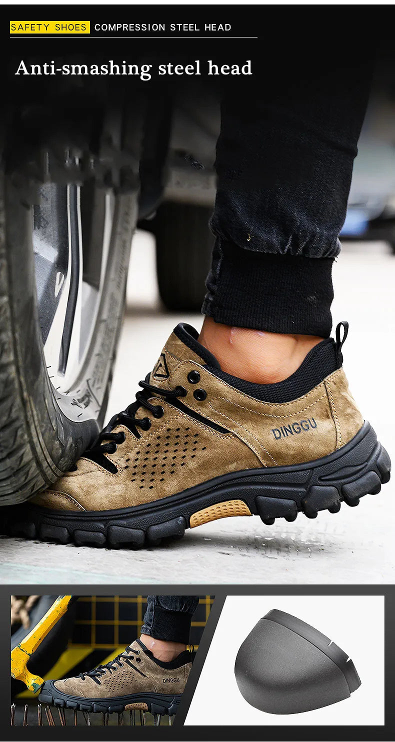 Work Safety Shoes Men Anti-smash Anti-puncture Work Sneakers Lightweight Breathable Protective Steel Toe Safety Boots