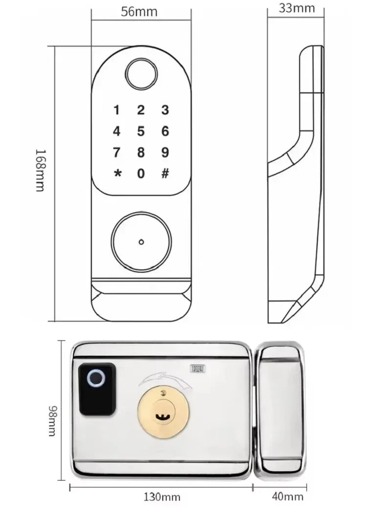TUYA WIFI Smart Door Locks Fingerprint Lock Outdoor Waterproof Gate Locks .