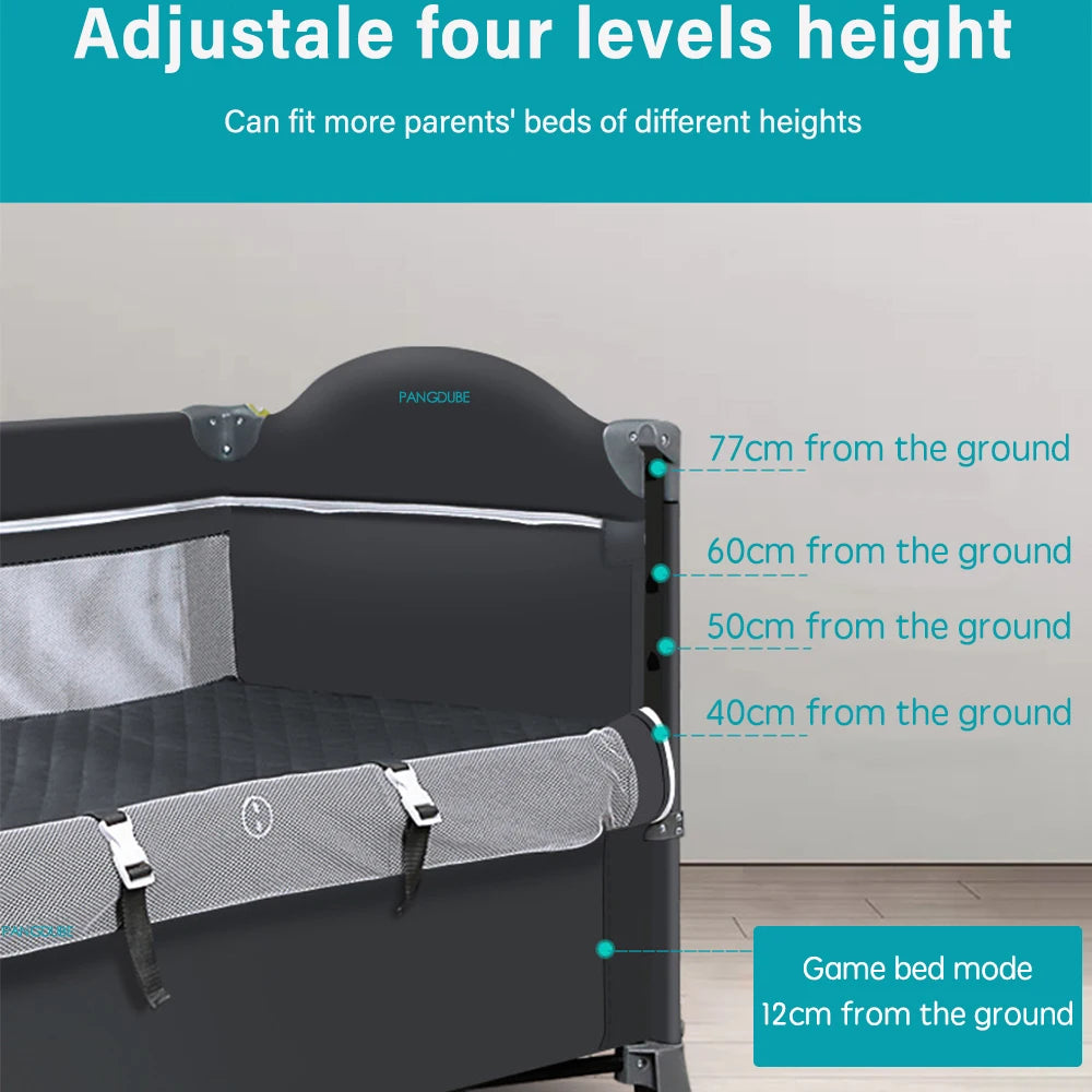 PANGDUBE Multifunctional Baby Crib 120*60cm Baby Bed,