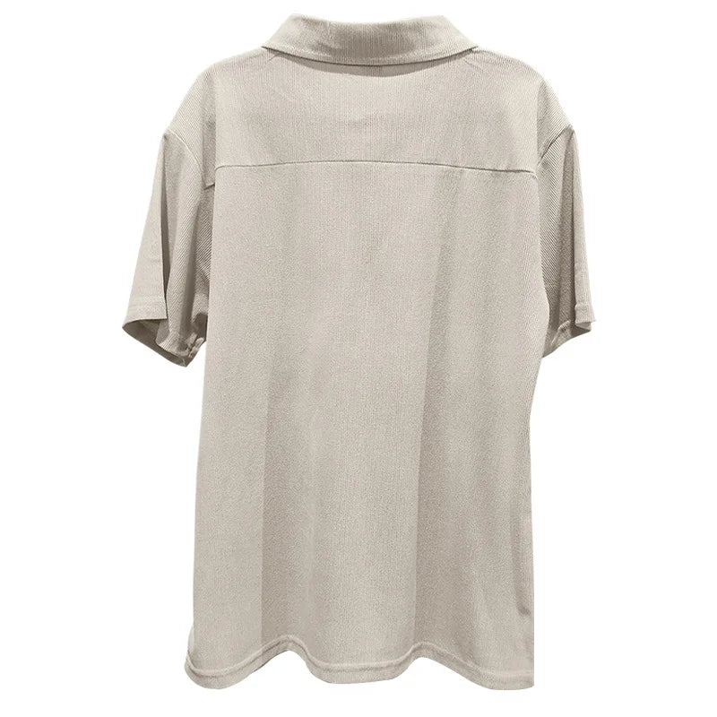 Casual Mens Corduroy Suits Short Sleeve Zipper Polo Shirts And Pants Mens Two Piece Sets Streetwear 2024 Summer Fashion Outfits