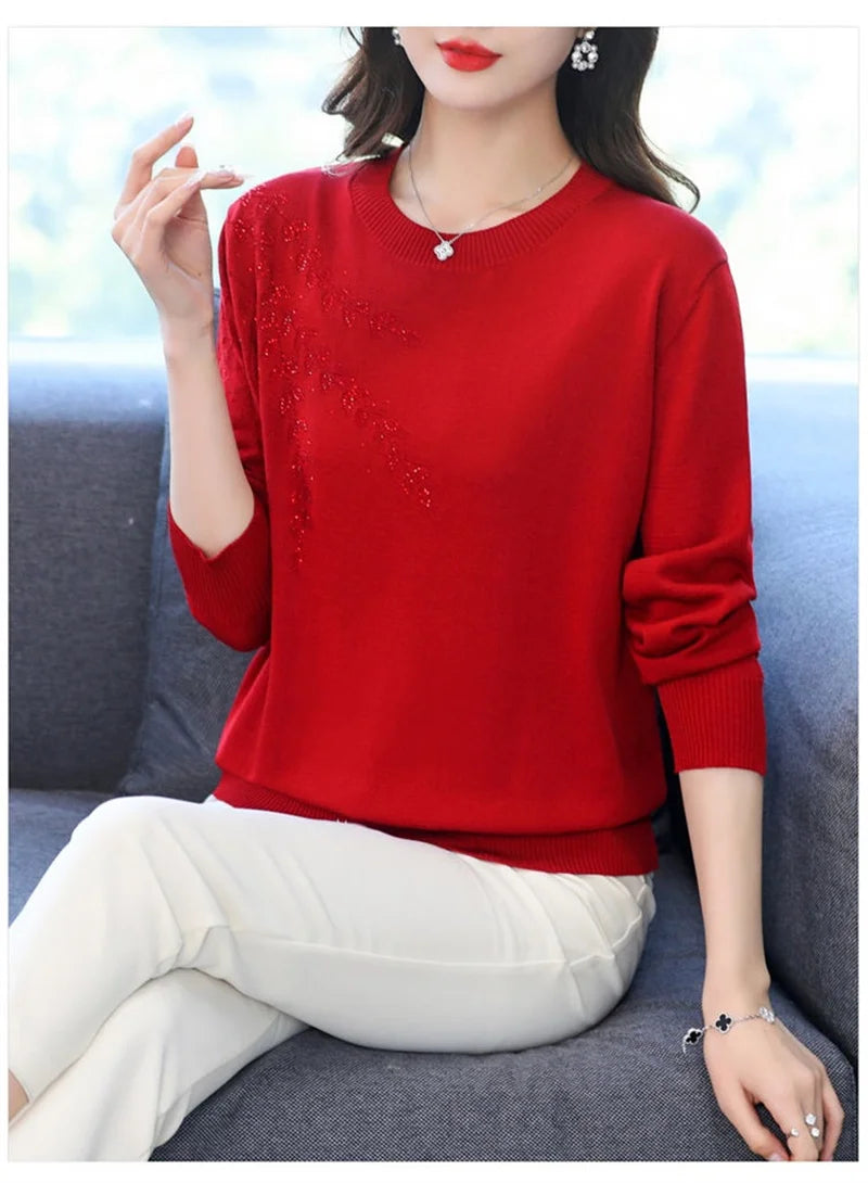 Knitted Sweater Women Pullover New Middle-aged  Mother.