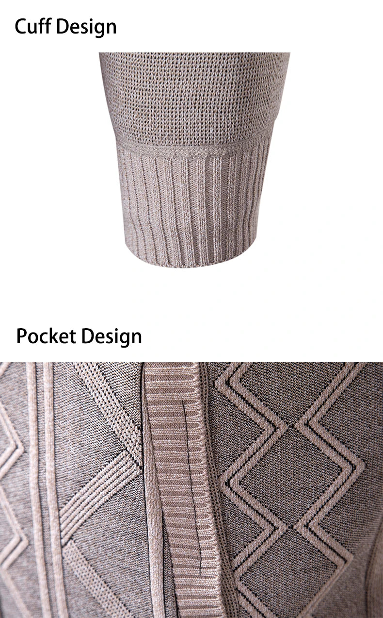 Men's Knitted Cardigan Jacket Autumn Winter Plush Sweater Men's.