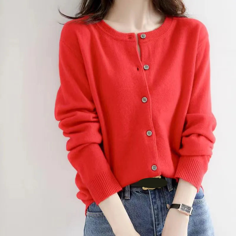 Korean Single Breasted Cardigans Sweater Women Autumn Winter .