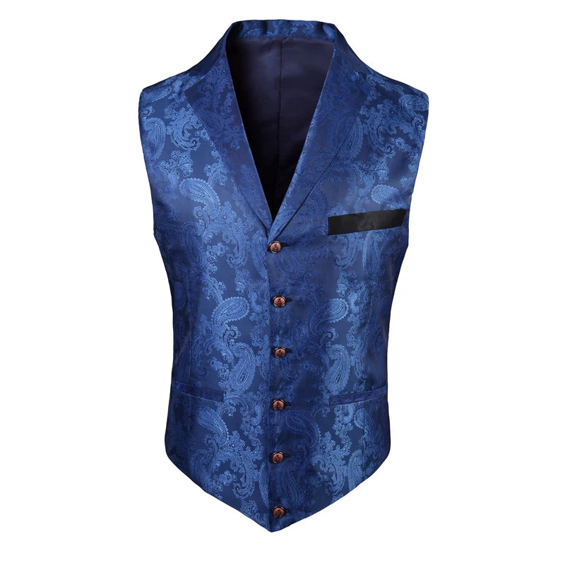 New High-end Suit Collar Jacquard White Vest for Men,