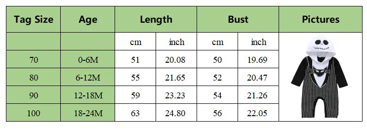 Baby Boy Halloween Cosplay Clothes Jack Nightmare.