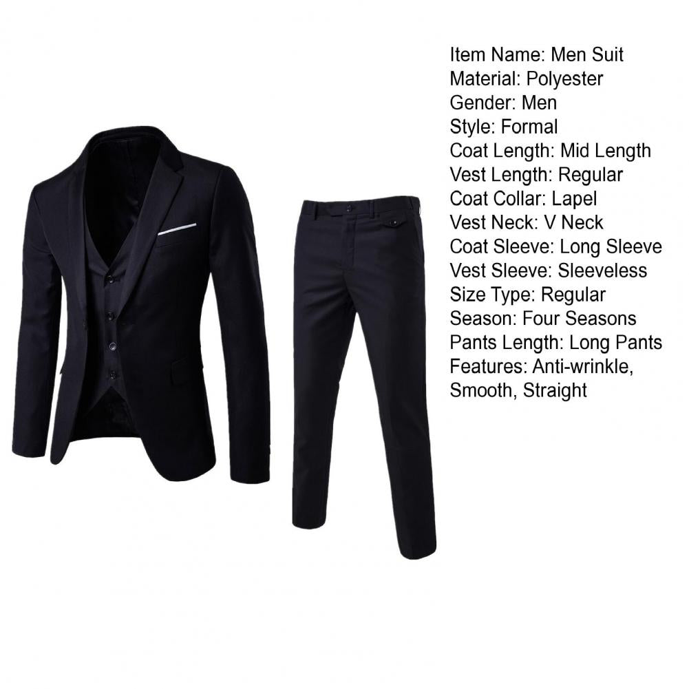 Men Three-piece Suit Men's Formal Business Style Slim Fit Wedding Suit Set .