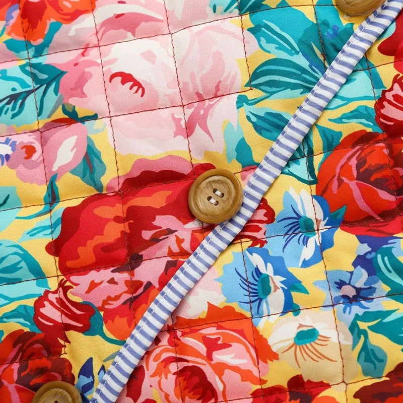 Maemukilabe Floral Print Loose Quilted Jacket .