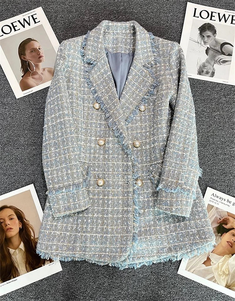 Women's Jacket New Spring Autumn Double Breasted Leisure Women's Suit Coat.