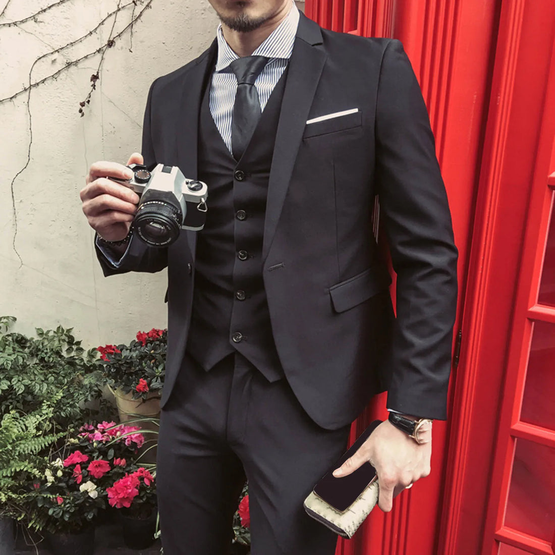 Men Three-piece Suit Men's Formal Business Style Slim Fit Wedding Suit Set .
