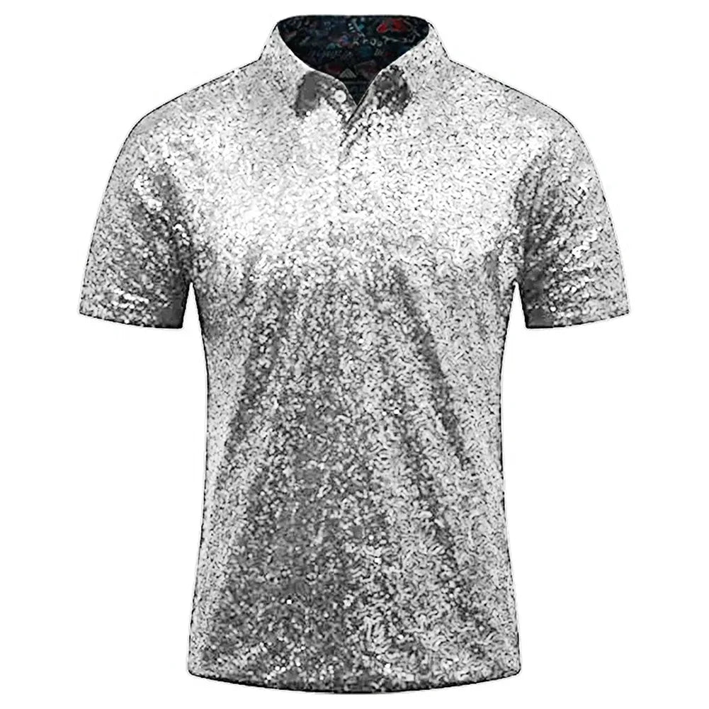 Mens  Short Sleeve T Shirt Fashion Disco Party Stage Costume.