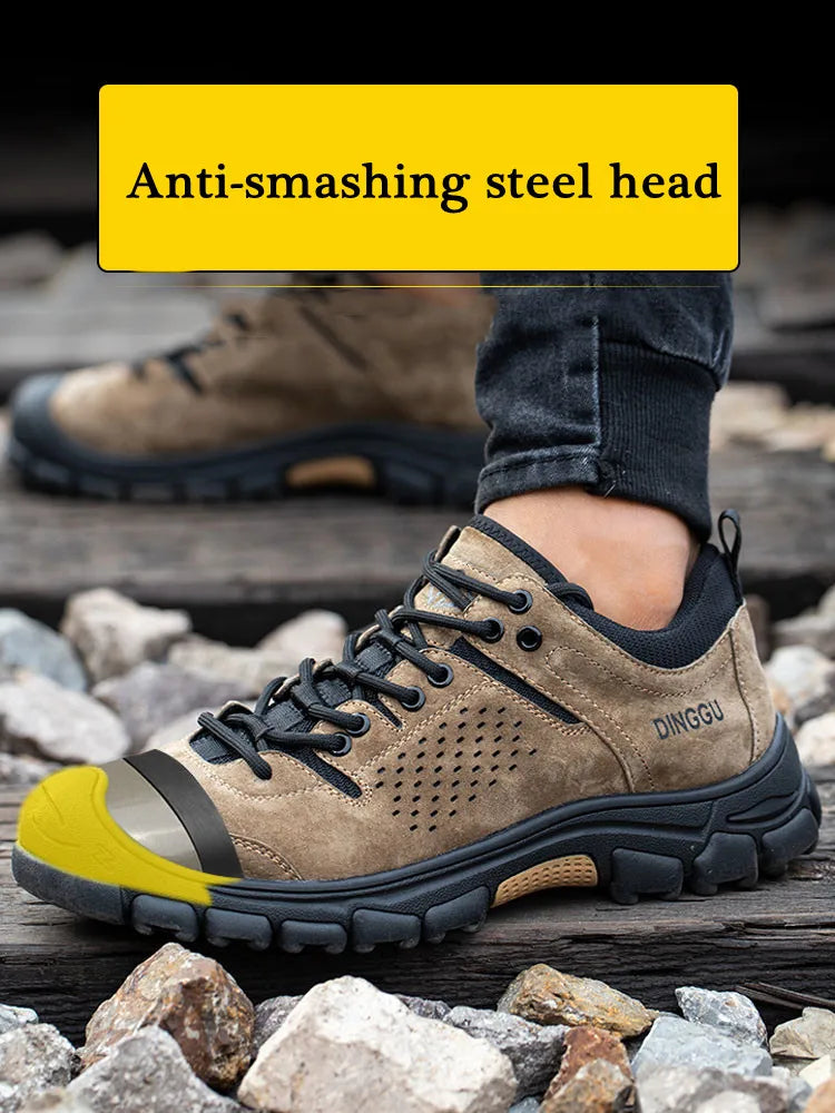 Work Safety Shoes Men Anti-smash Anti-puncture Work Sneakers Lightweight Breathable Protective Steel Toe Safety Boots
