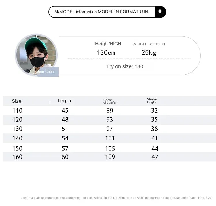 Fashion Spring Autumn Long Sleeve Outwear Teenager Kids.