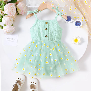 Toddler Children's Lace Up Bow Small Daisy Chiffon Bodysuit.