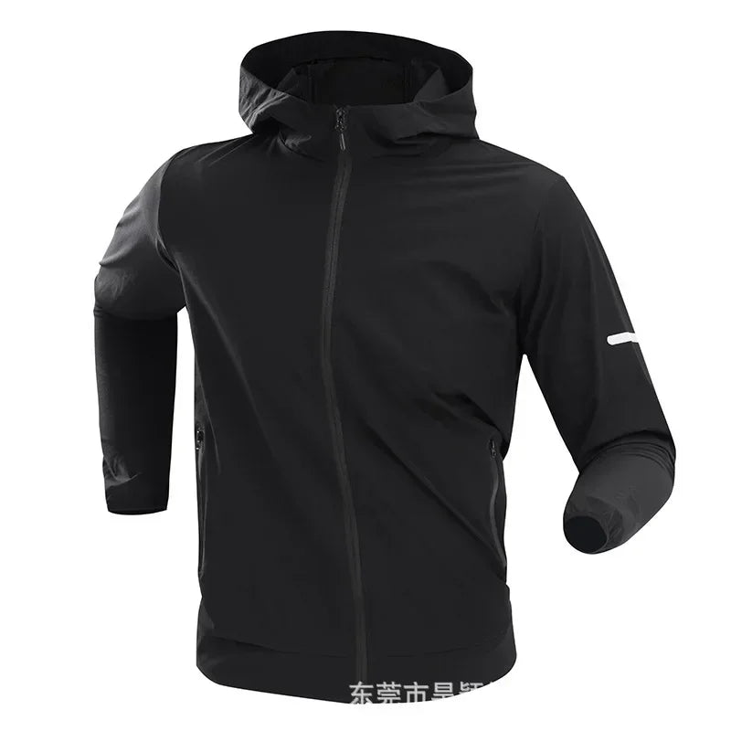 Autumn/Winter Men's Outdoor Running Fitness Morning Jogging Sports Quick-Dry Windproof Cycling Training Jacket and Tracksuit
