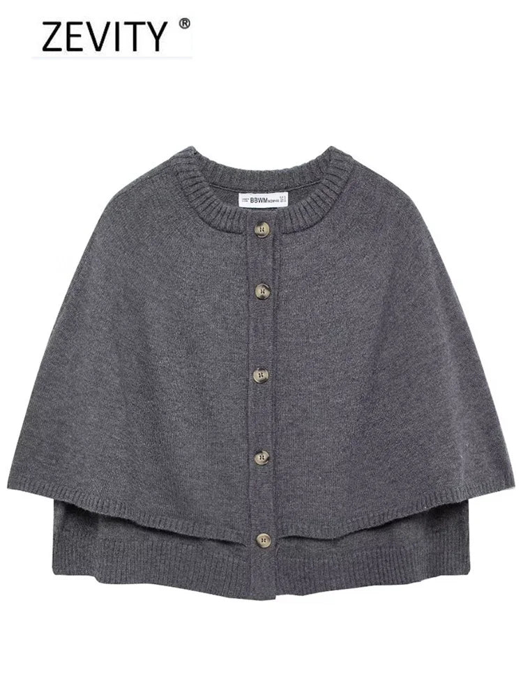 Women O Neck Breasted Solid Color Knitted Shawl Sweater Jacket Female .