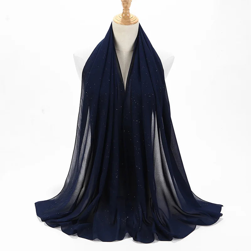 180*75cm Bronzing Muslim Chiffon Hijab Shawls Scarf Women Solid Color Head Wraps Women Hijabs Scarves Ladies Foulard Femme Veil