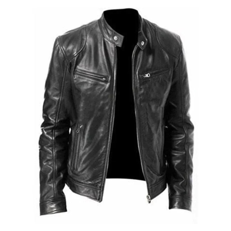 Mens Leather Jacket Autumn Winter Business Gentleman.