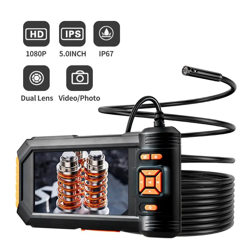 Dual & Triple Lens Industrial Endoscope 1080P 5 ''LCD Borescope Inspection.