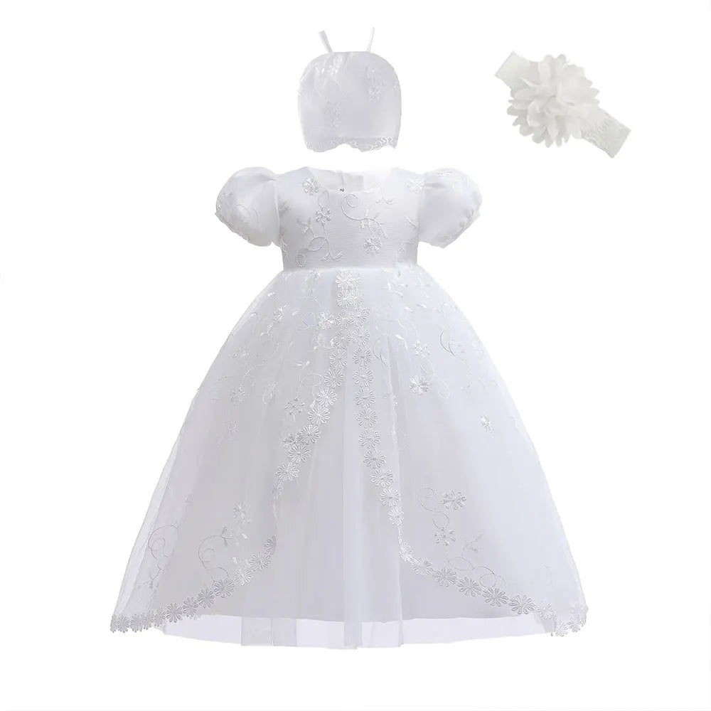 baby girl dresses embroidery pearl 1 year birthday dress wedding party christening baby girl clothes for 3-24 month