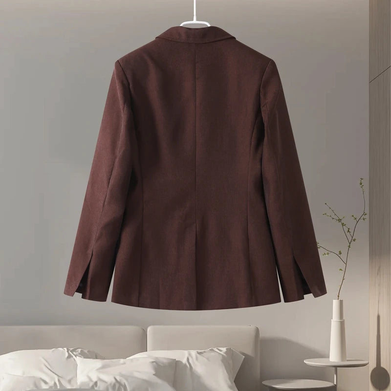 Elegant Lapel Blazer Skirt Set Women Casual Slim.