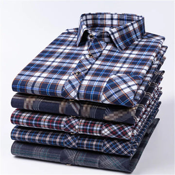 New Men's Plaid Shirts Long Sleeve Checked Shirt Formal Fashion.