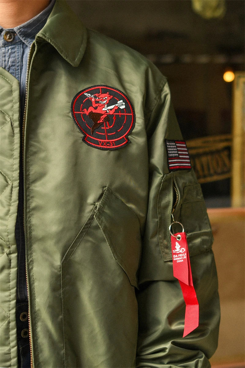 TOP GUN CWU-36P Spring Patched Military Style Bomber Pilot Flight Thin Coat.