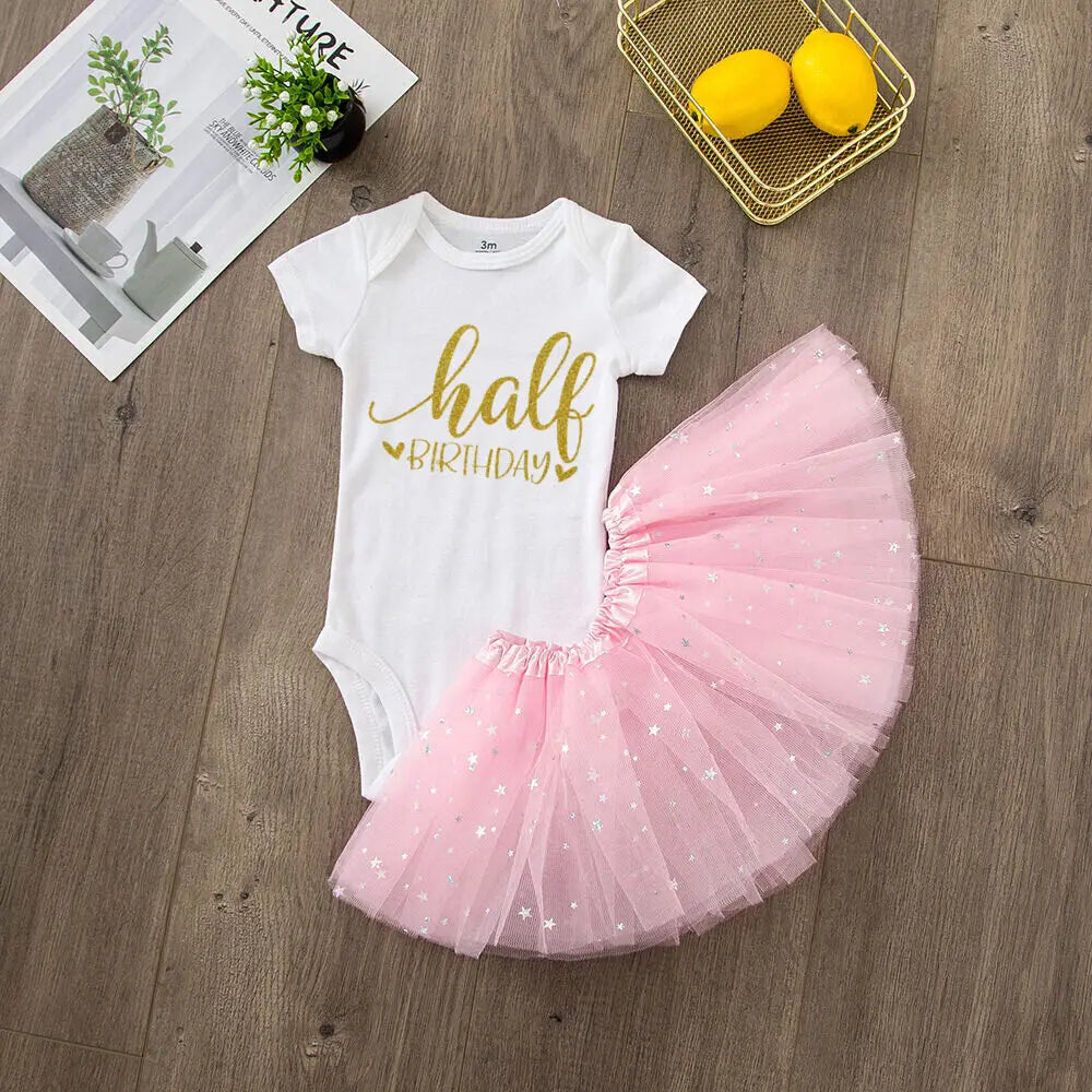 My 1st Birthday Baby Girl Birthday Cake Smash Outfit Toddler Girl First Birthday Romper Tutu Skirt One Year Old Gifts