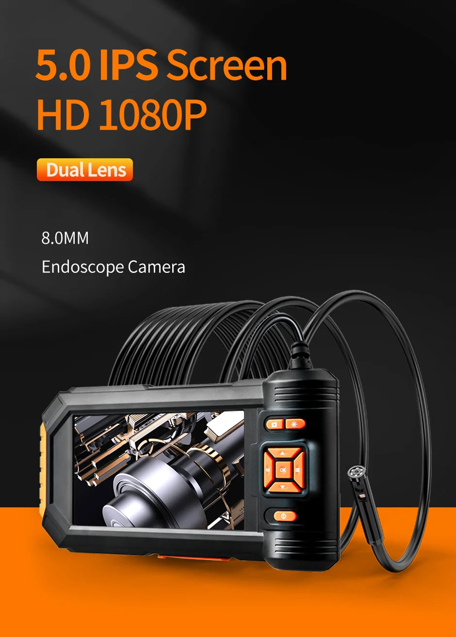 Dual & Triple Lens Industrial Endoscope 1080P 5 ''LCD Borescope Inspection.