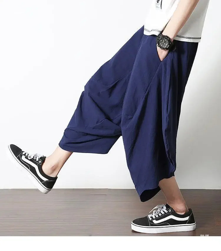 Casual Linen Pants For Men Chinese Style.