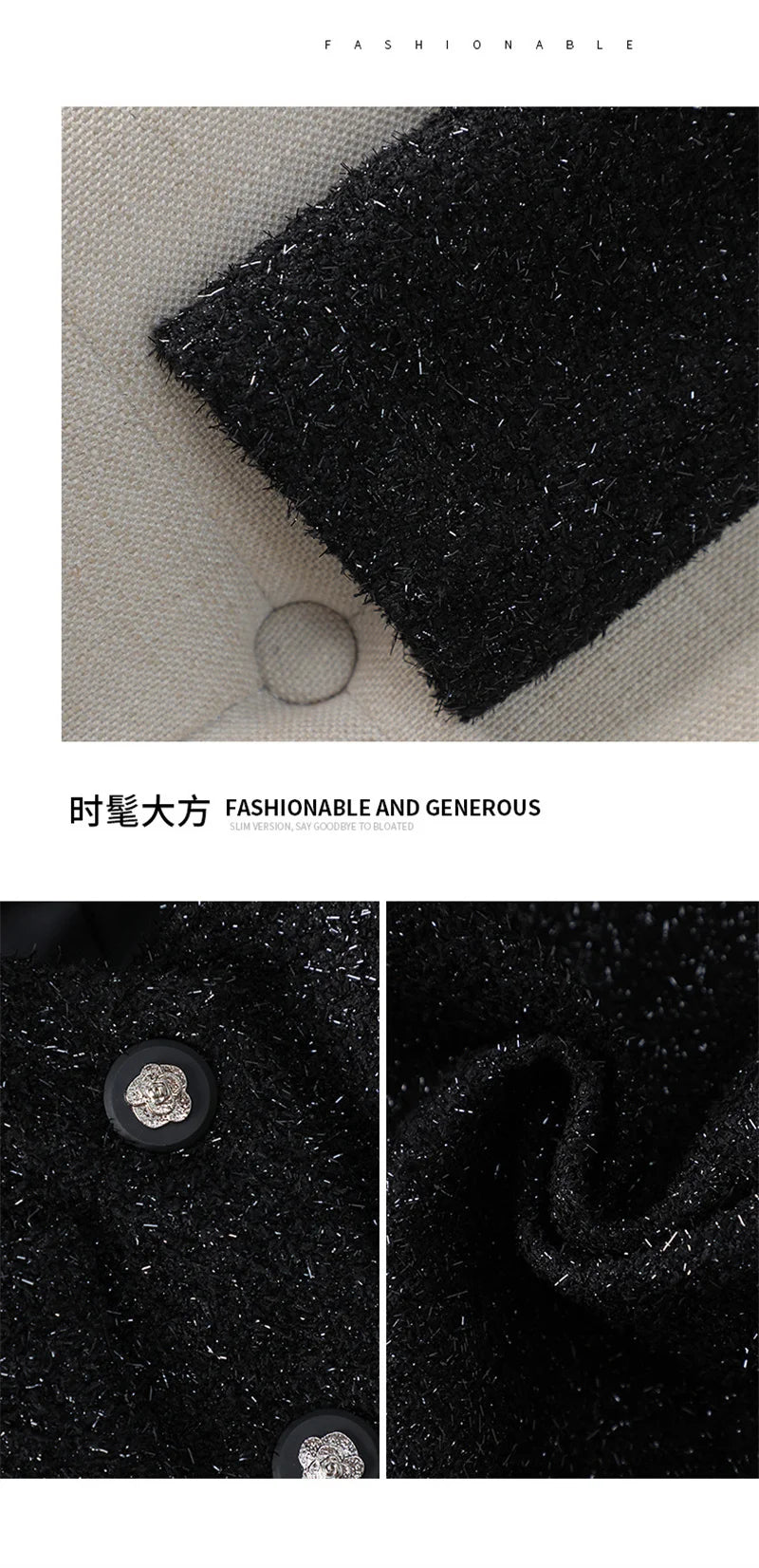 NewKorean Fashion Small Fragrance Tweed Jacket Women .