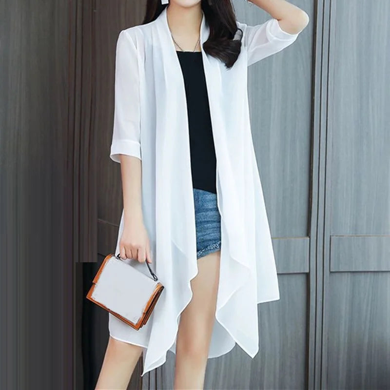 Summer Sun Protection Clothing Women Chiffon Cardigan .