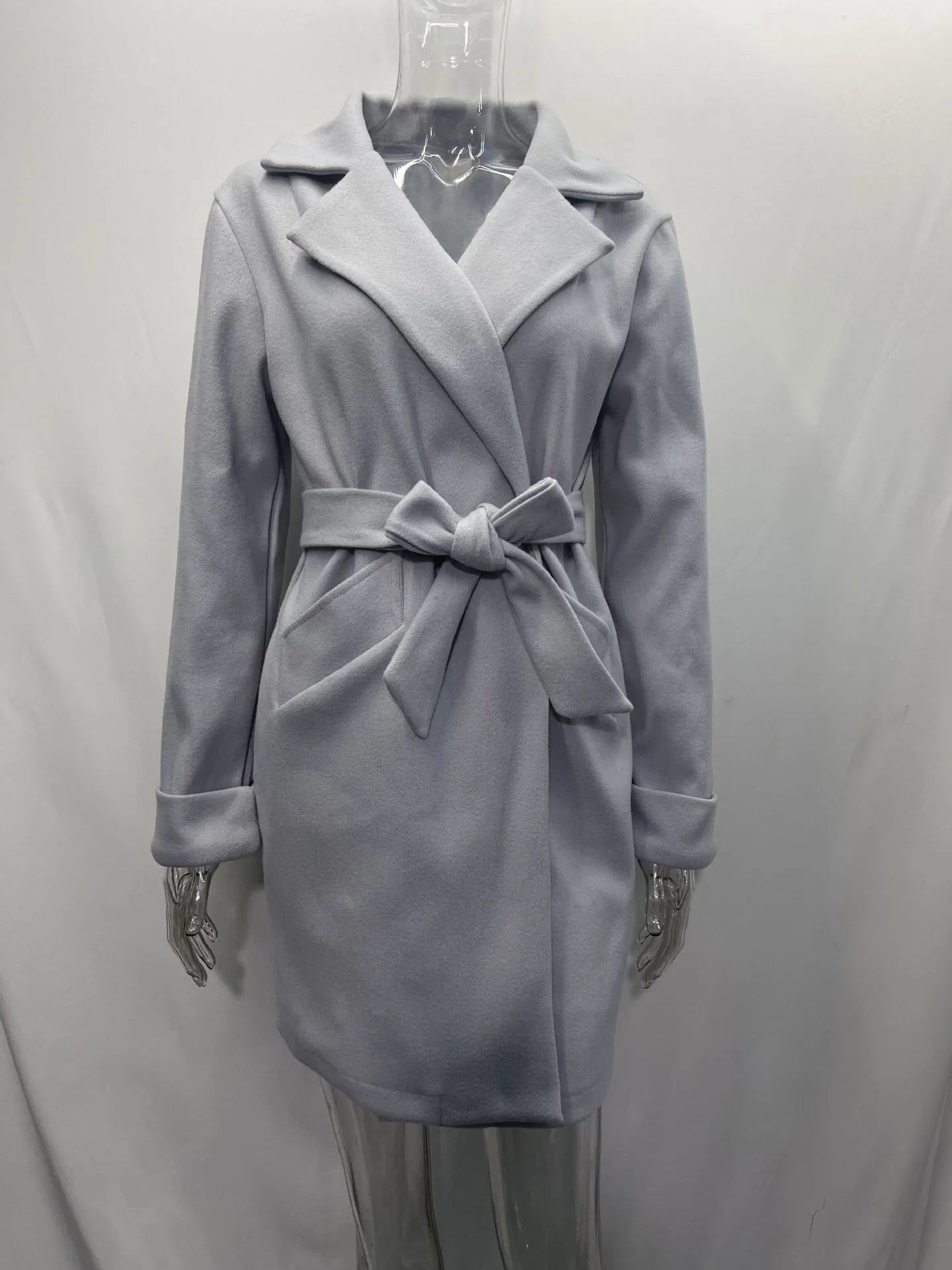 Women Hot Pink Trench Coat Casual Mid Long Overcoat.