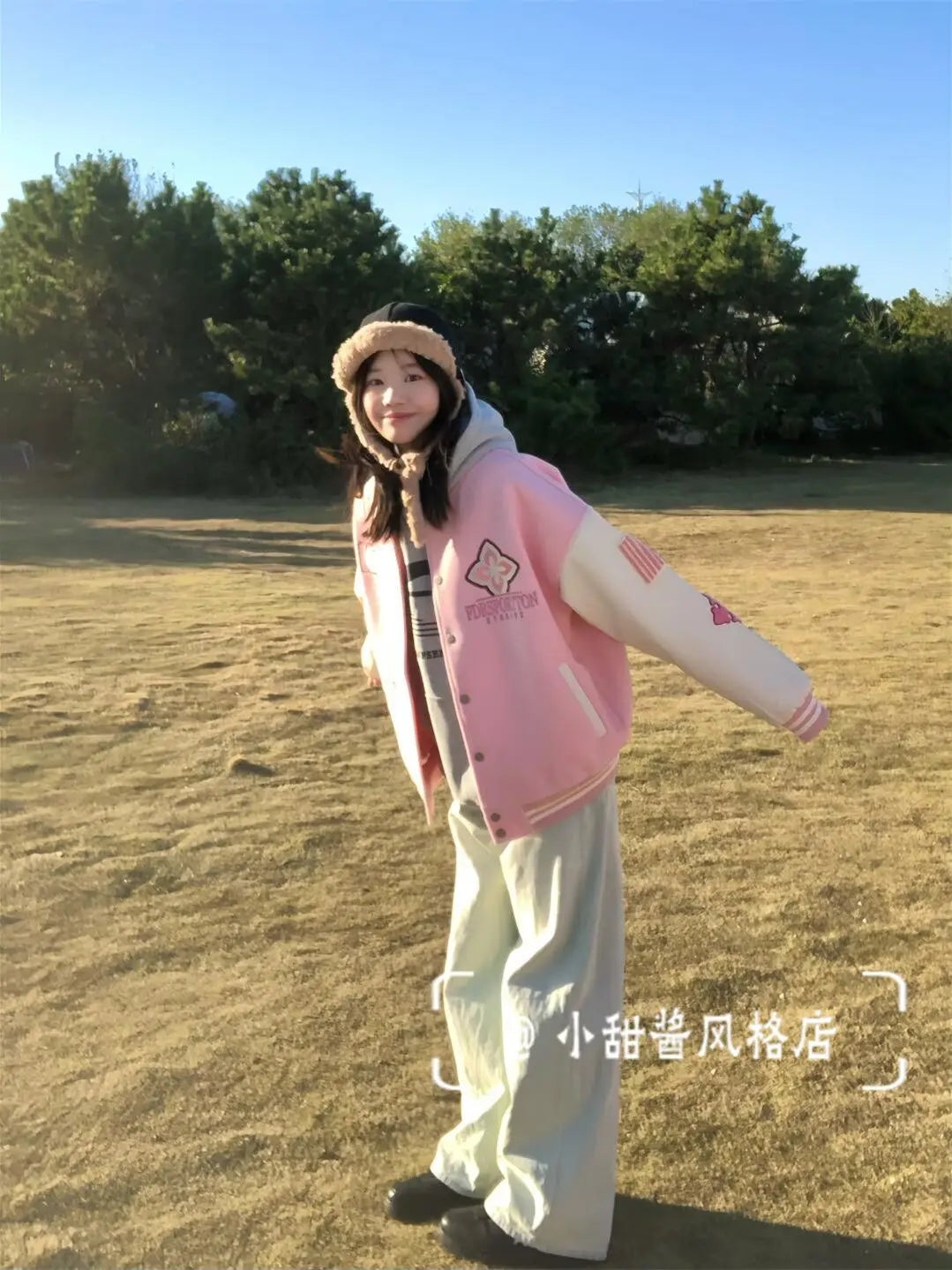 pink baseball uniform for women INS spring sweet girl jacket .