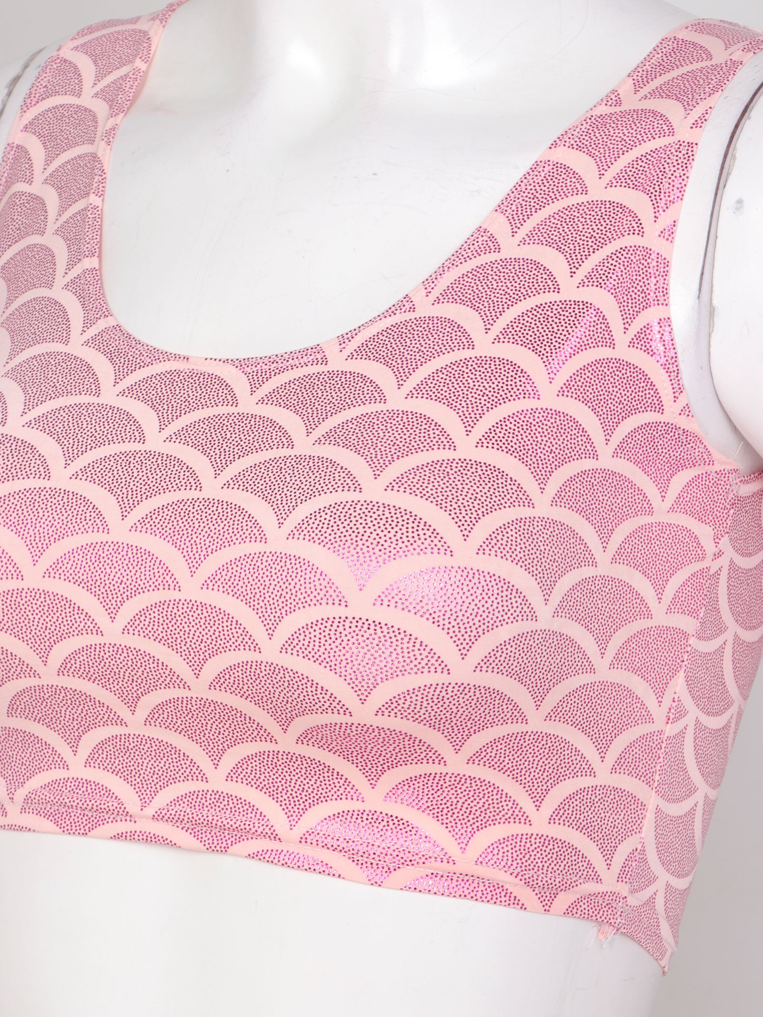 Women Shiny Metallic Crop Top Y2K Mermaid Fish Scale Print Cropped Tank Top Vest Festival Rave Pole Dance Costume Party Clubwear