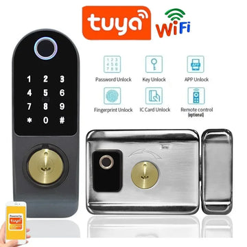 TUYA WIFI Smart Door Locks Fingerprint Lock Outdoor Waterproof Gate Locks .