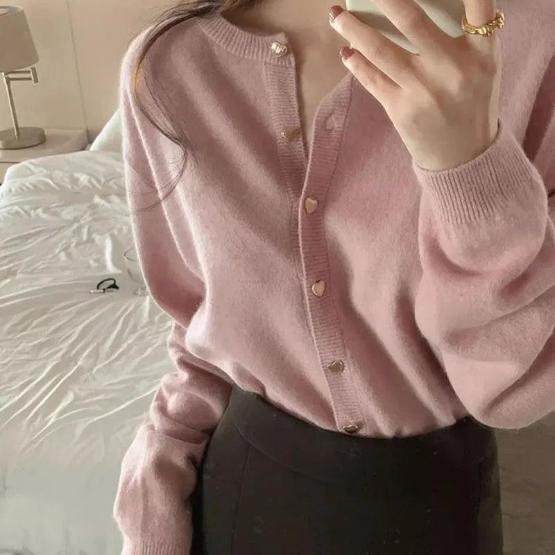 Women Cardigans Sweater  Autumn Winter O-Neck Long Sleeve.