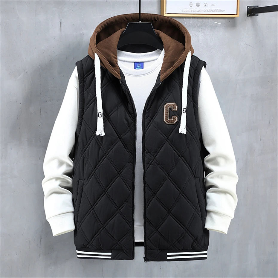Vests Men Autumn Winter Thick Vest Sleeveless Jacket Male Fashion.