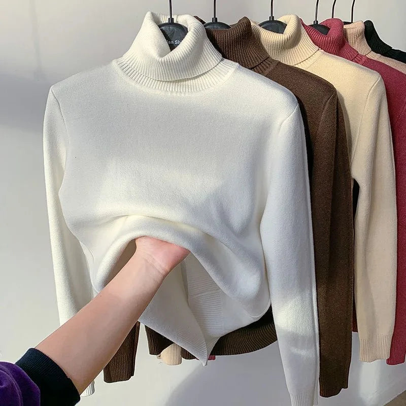 Turtleneck Winter Sweater Women Elegant Thicken Velvet.