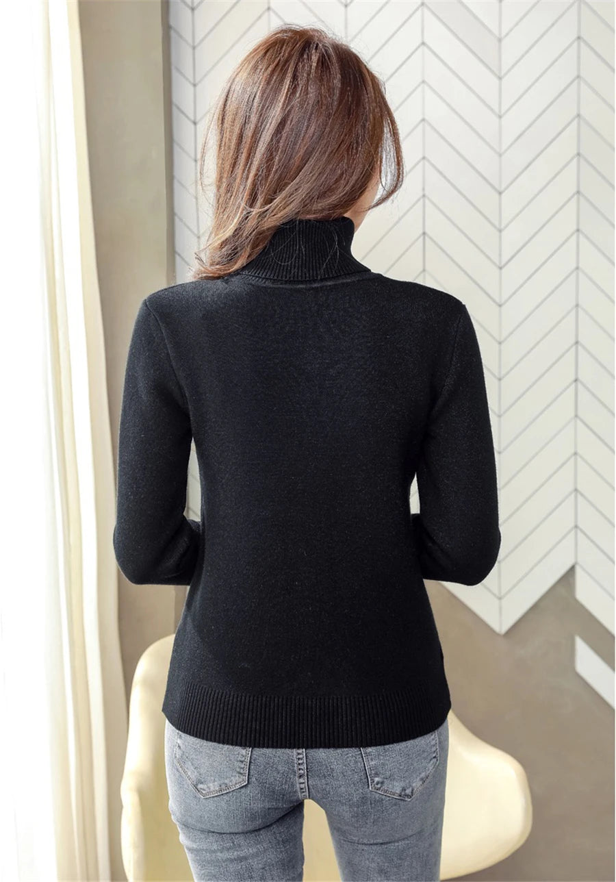 Turtleneck Winter Sweater Women Elegant Thicken Velvet.