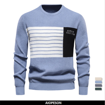 AIOPESON Fashion Stripe Youth Sweater for Men Casual.