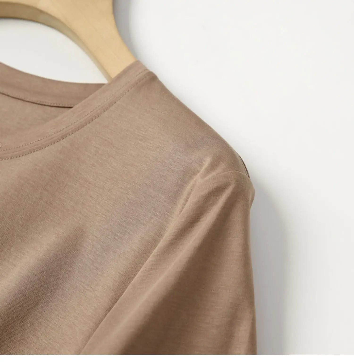 Summer Mercerized Cotton Women Silk T-shirts O Neck Short Sleeve Loose Straight T-shirts Casual Tees For Minimalist 2021